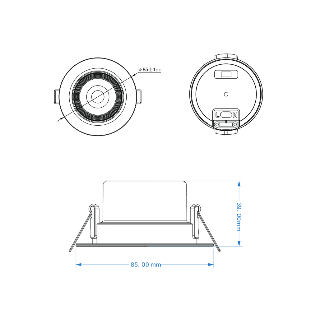 Downlight LED Quadrado 7W Branco CCT 560lm Ø70mm - iLed7.com