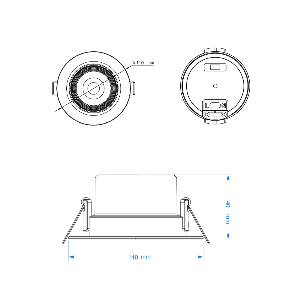 Downlight LED Redondo 9W Branco CCT 800lm Ø90mm - iLed7.com