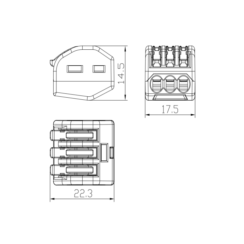 Ligador/Conector Rápido JX3 3 Entradas 32A 415V - iLed7.com
