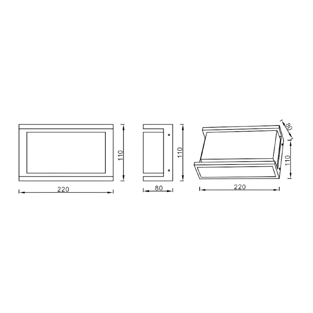 Aplique Retangular Cinza 12W 4000K 1200lm IP54 - iLed7.com