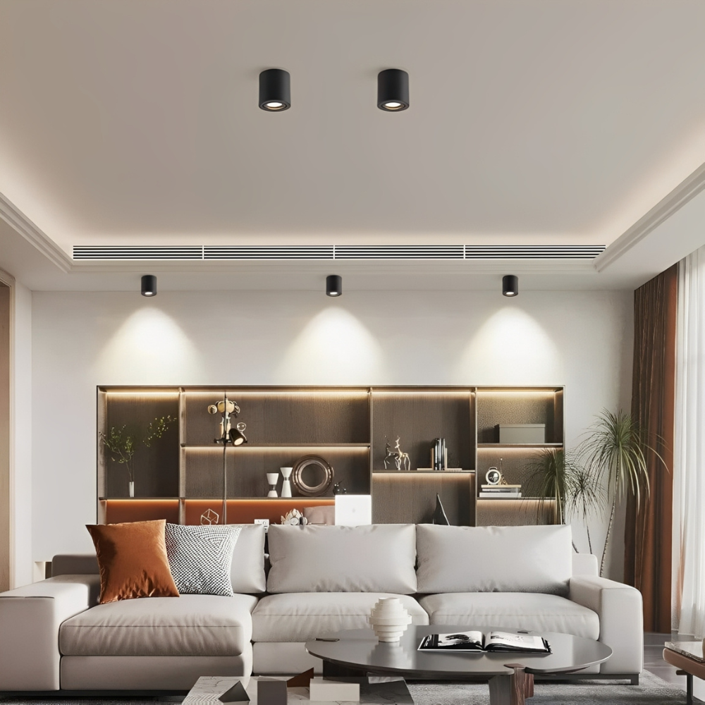 Aplique de Teto Cilindro Alumínio Preto P/ Lâmpada GU10 LED7