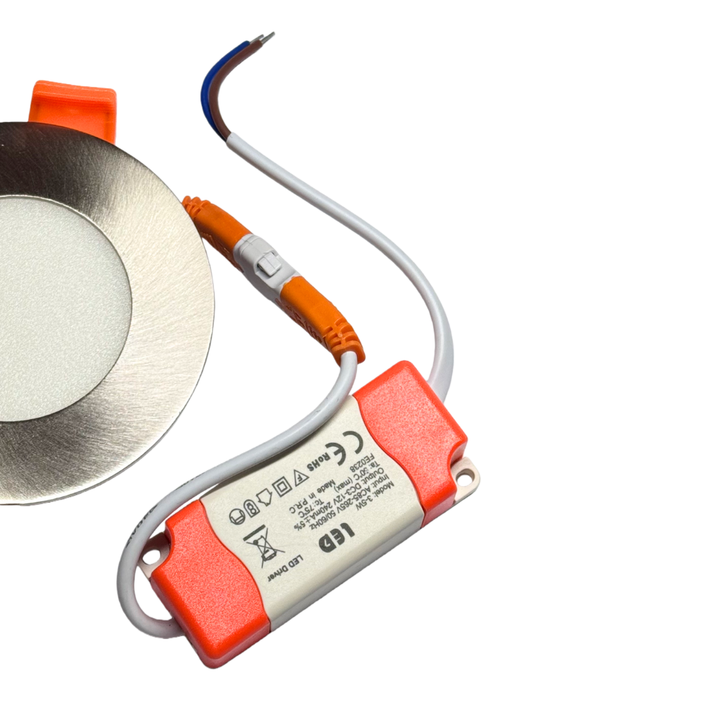 Painel LED Redondo 5W 4000K 380LM Aro Inox Ø85mm LED7