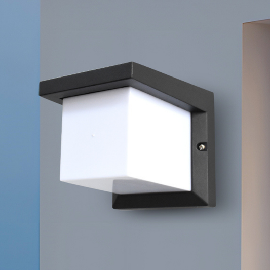 Aplique de Parede Quadrado Preto P/ 1 Lâmpada E27 IP65 LED7