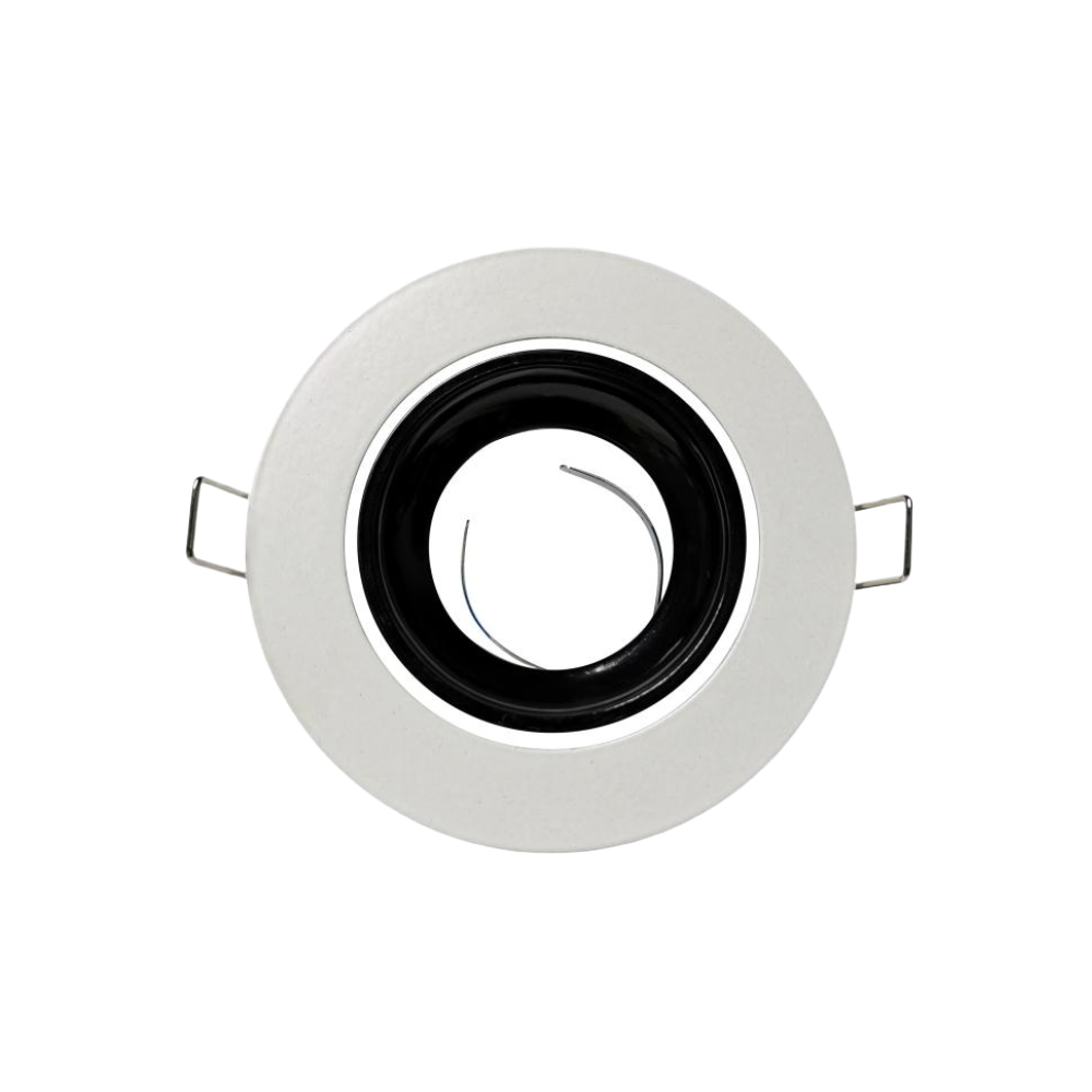 Aro Redondo Downlight Branco+Preto Orientável para Lâmpadas GU10 em Alumínio