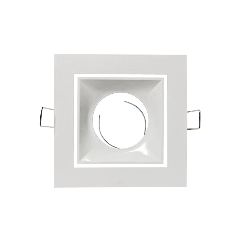 Aro Quadrado Downlight Branco+Preto Orientável para Lâmpadas GU10 em Alumínio