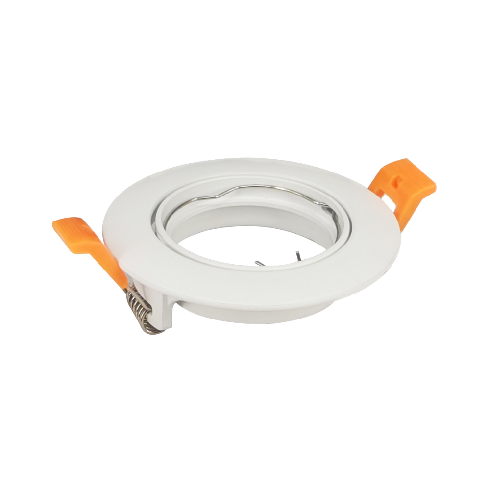 Aro Redondo Downlight Branco Orientável p/ Lâmpadas GU10 em Alumínio