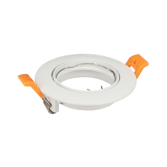 Aro Redondo Downlight Branco Orientável p/ Lâmpadas GU10 em Alumínio