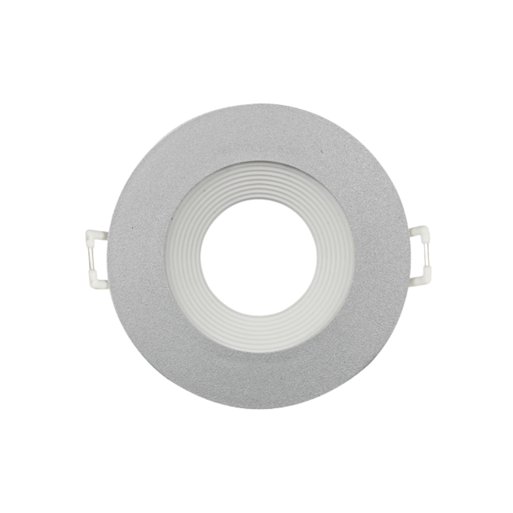 Aro Redondo Downlight Cinza Fixo para Lâmpadas GU10 em PVC