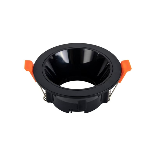 Aro Redondo Downlight Preto Fixo p/ Lâmpadas GU10 em PVC