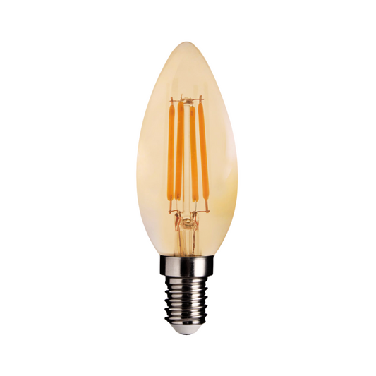 Lâmpada LED Filamento VELA AMBAR C35 E14 6W 600LM 2200K 360º Ø35 * H98MM