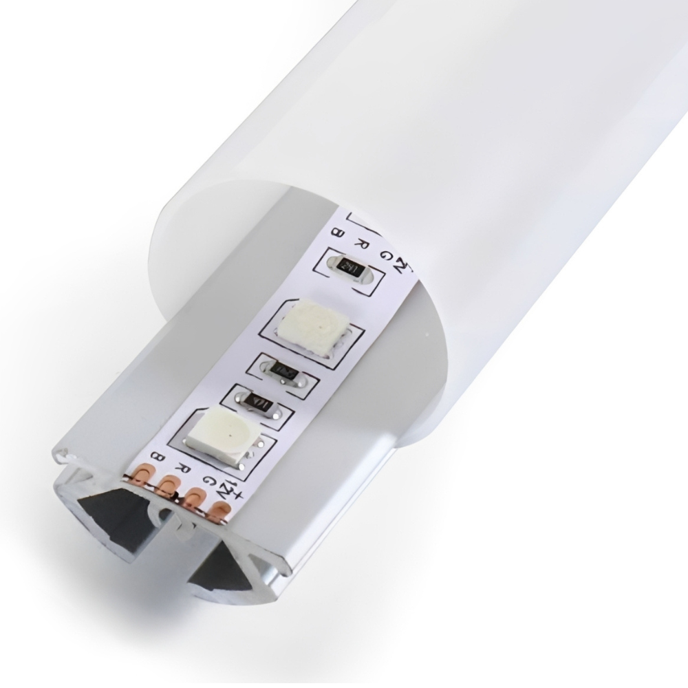 Calha Alumínio de Suspensão Redondo Para Fita LED Com Difusor 2 Metros