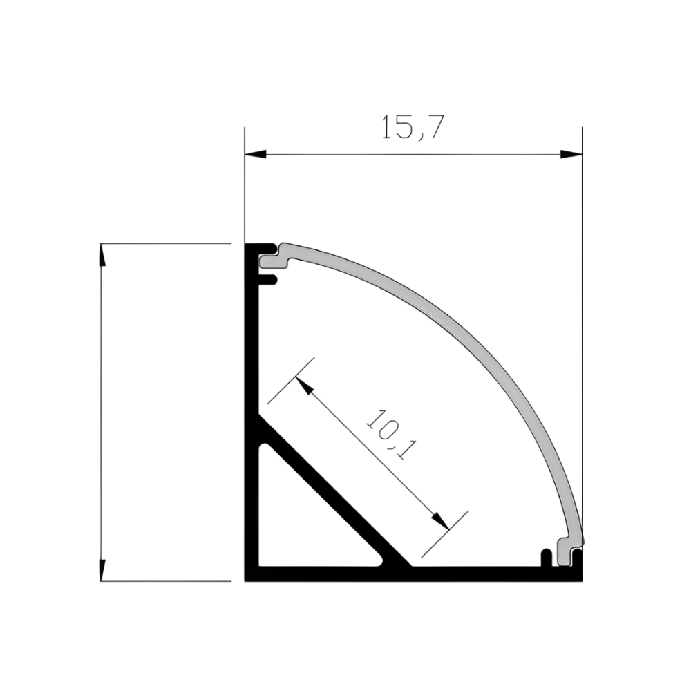 Calha de Aluminio de Canto Cinza C/ Difusor 2 Metros LED7