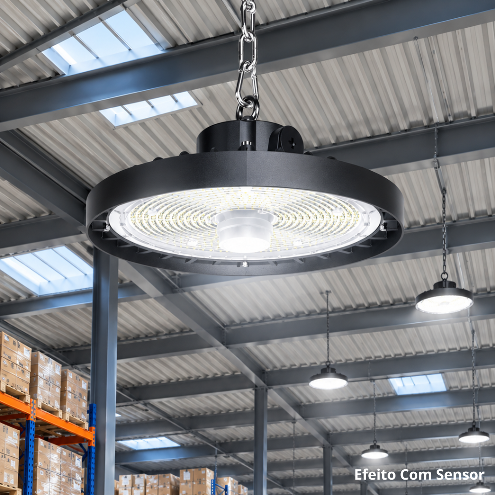 Campânula LED 150W/190W/250W 3 em 1 5000K IP65 – Compatível com Sensor