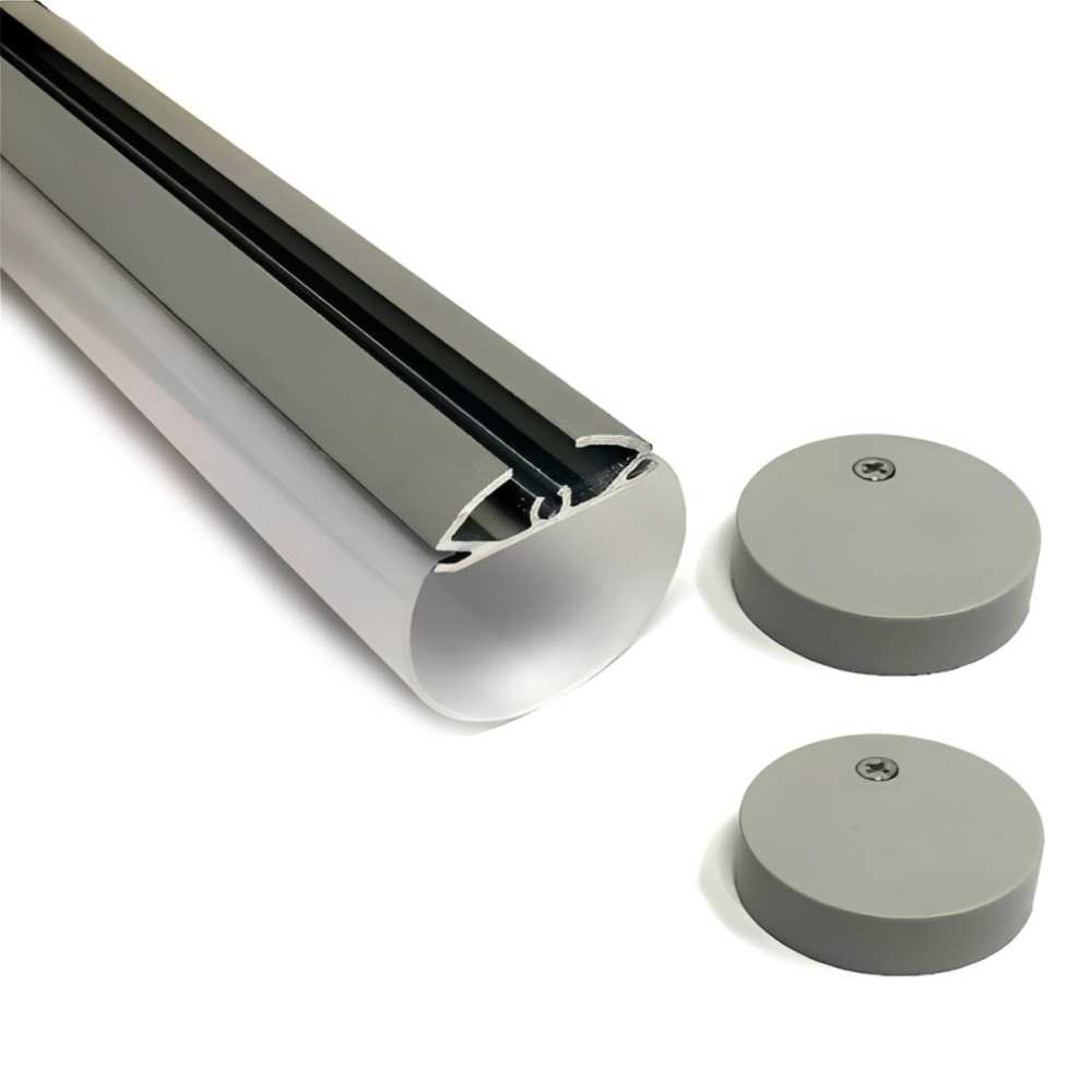 Calha Alumínio de Suspensão Redondo Para Fita LED Com Difusor 2 Metros