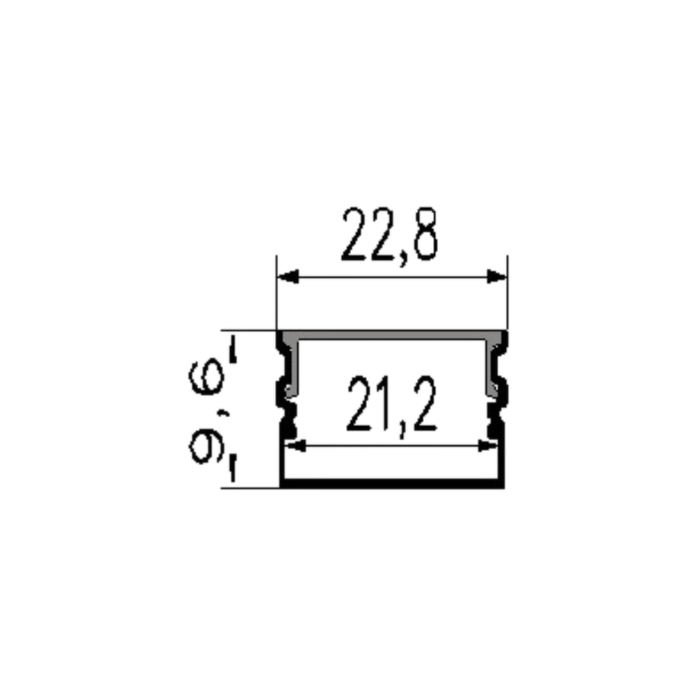 Calha de Alumínio Saliente Para 2 Fitas C/ Difusor 2 Metros LED7