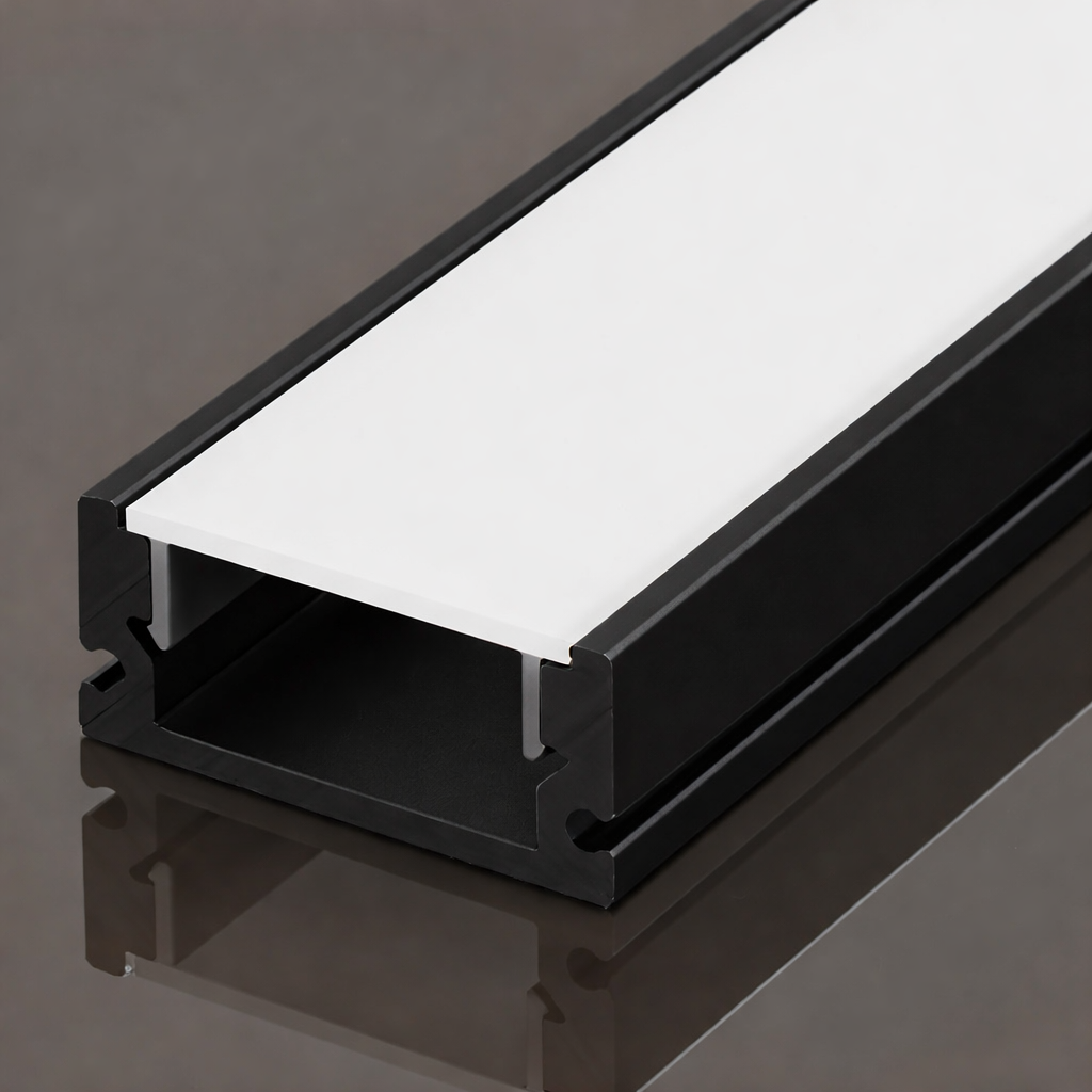 Perfil/Calha de Alumínio Cinza/Preta Saliente c/ Difusor 2 Metros LED7