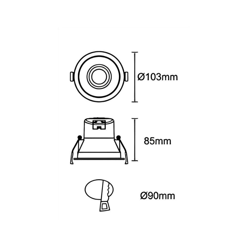 DOWNLIGHT REDONDO CCT 8W PRETO IP44 640LM Ø103mm*H85mm LED7