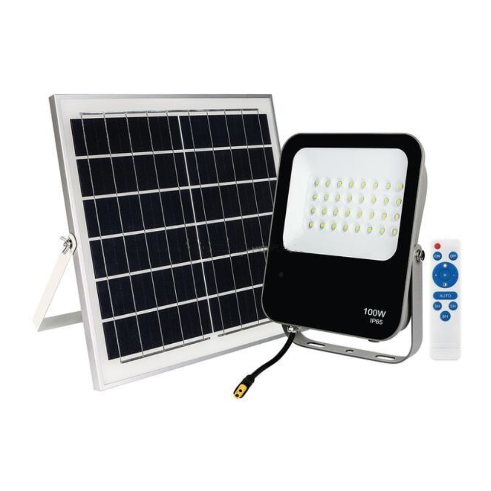 Projetor LED Solar c/ Painel Solar 100W 1300LM Sensor de Movimento IP65 LED7