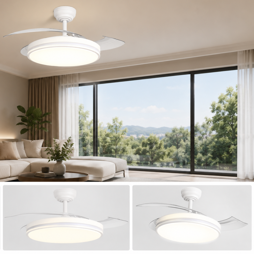Ventilador de Teto LED 30W 3CCT Com Comando e 6 Níveis de Velocidades LED7
