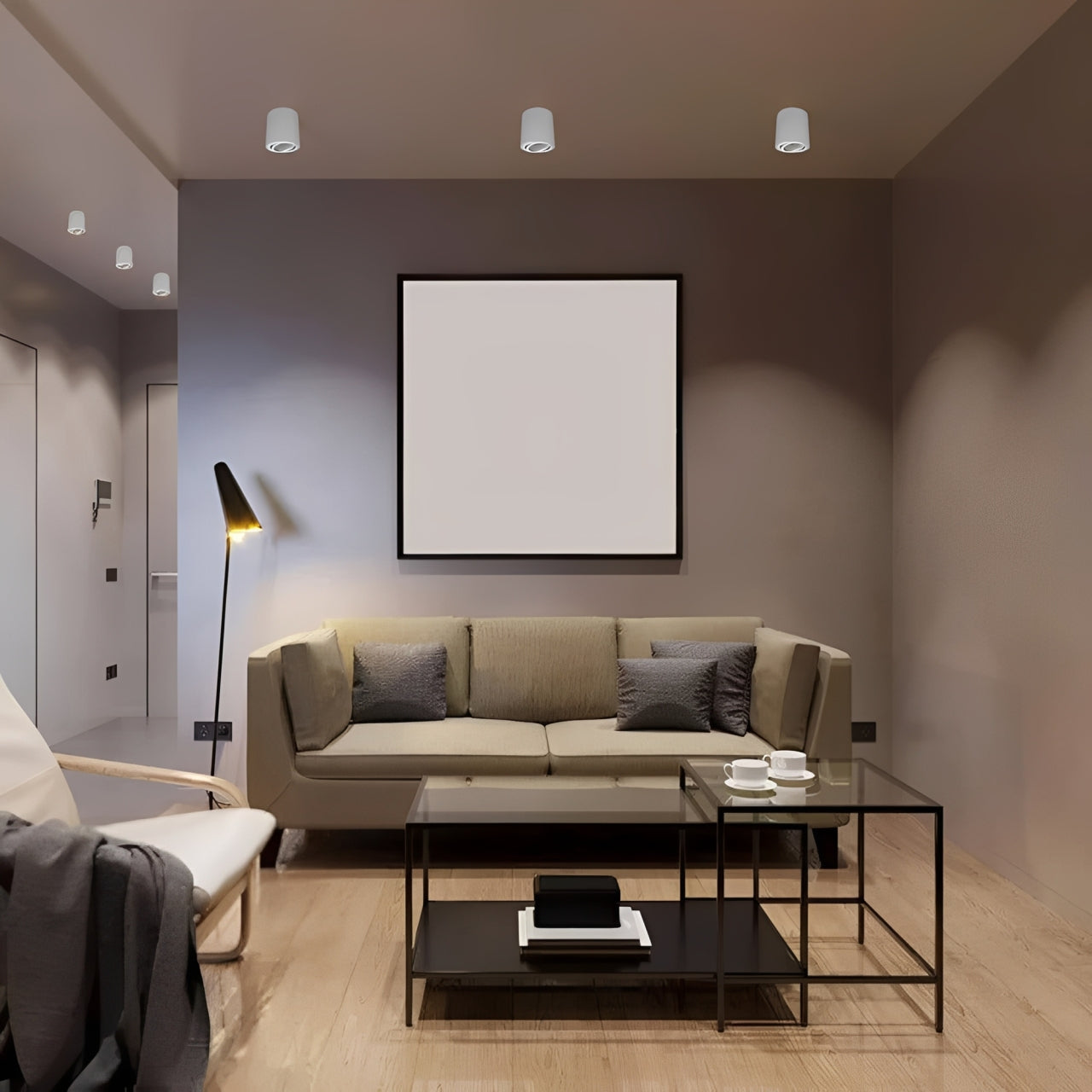 Aplique de Teto Cilindro Alumínio Branco Metal P/ Lâmpada GU10 LED7