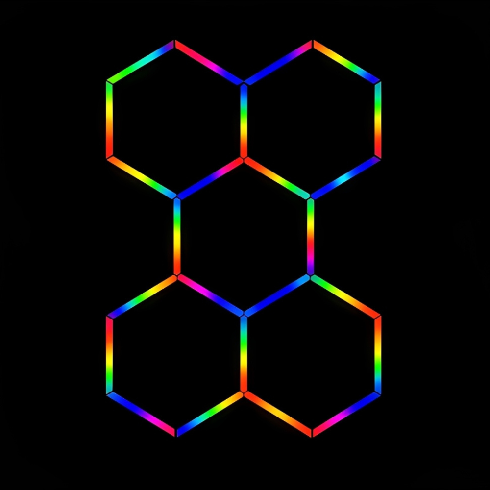 Luminária Hexagonal de Teto Toplight 5 Células RGB P/ Garagem e ShowRoom