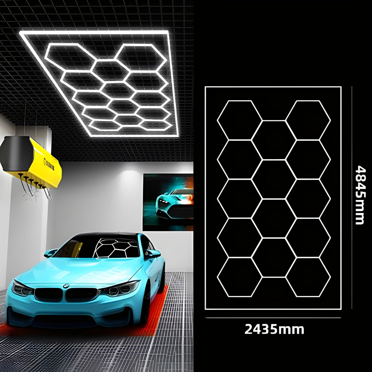 Luminária de Teto Toplight Hexagonal 14 Células 672W 6000K P/ Garagem Ginásio