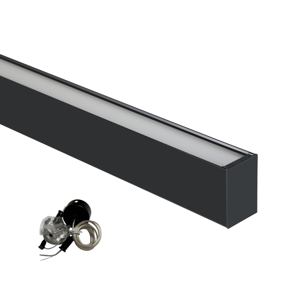 RÉGUA LED PARA ESCRITÓRIO COM CABO DE SUSP. PRETA 48W 4800LM CCT 1,20M IP20