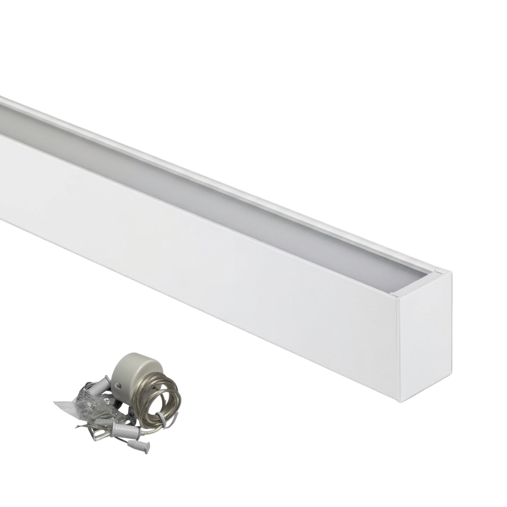 RÉGUA LED PARA ESCRITÓRIO COM CABO DE SUSP. BRANCA 48W 4800LM CCT 1,20M IP20