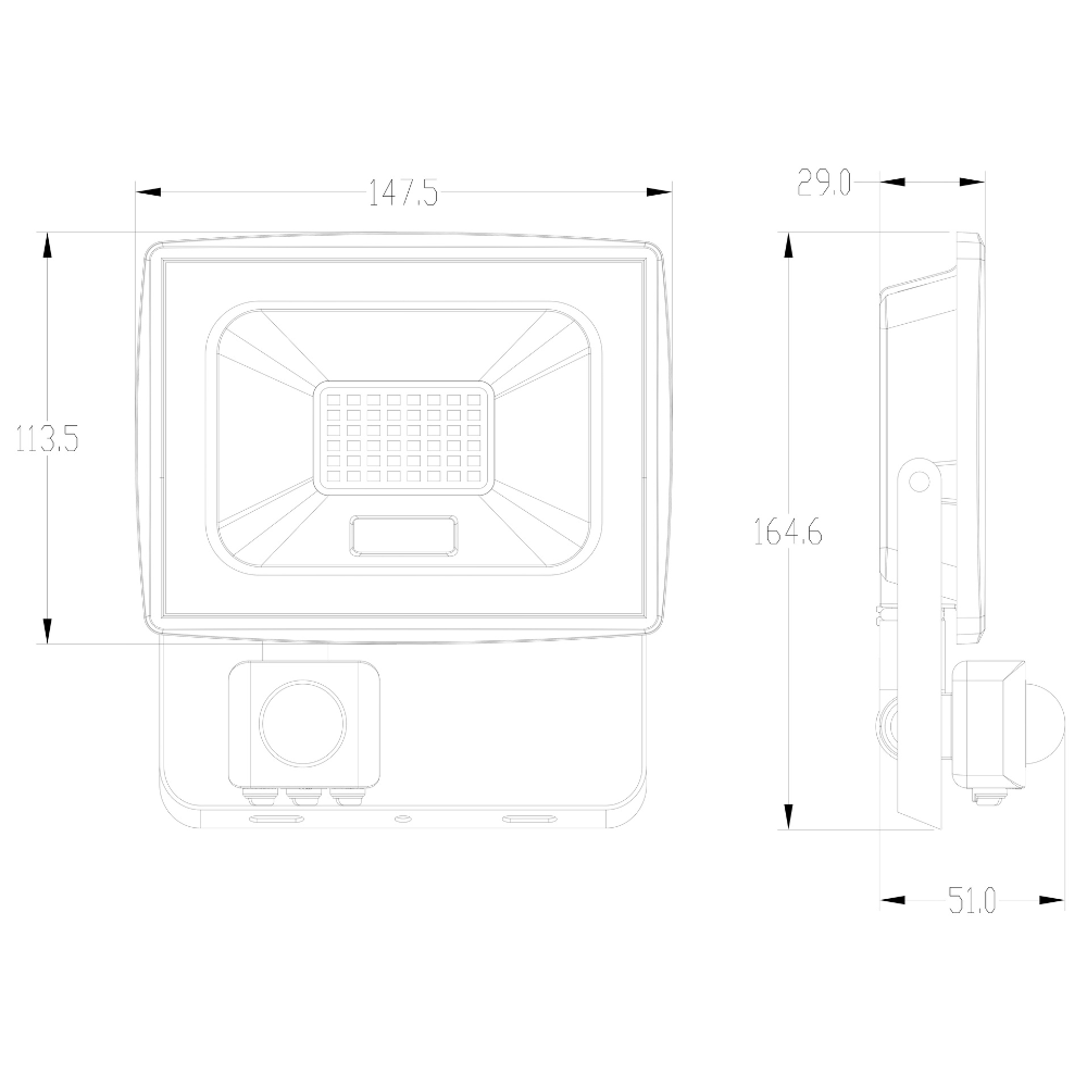Projetor Exterior FL7 Preto c/ Sensor 30W 2700lm IP65 LED7