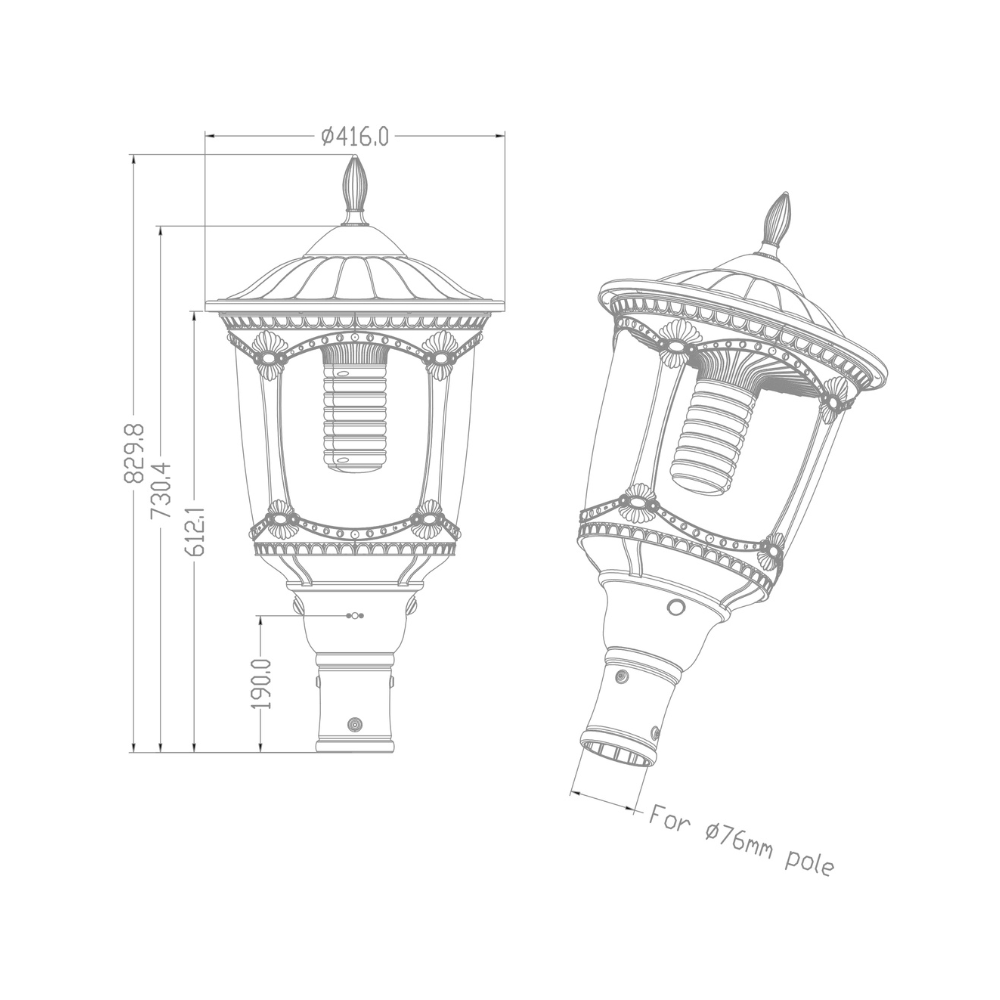 Projetor Solar Público Vintage SLL-10 6000K 30W 3000LM IP65 - iLed7.com