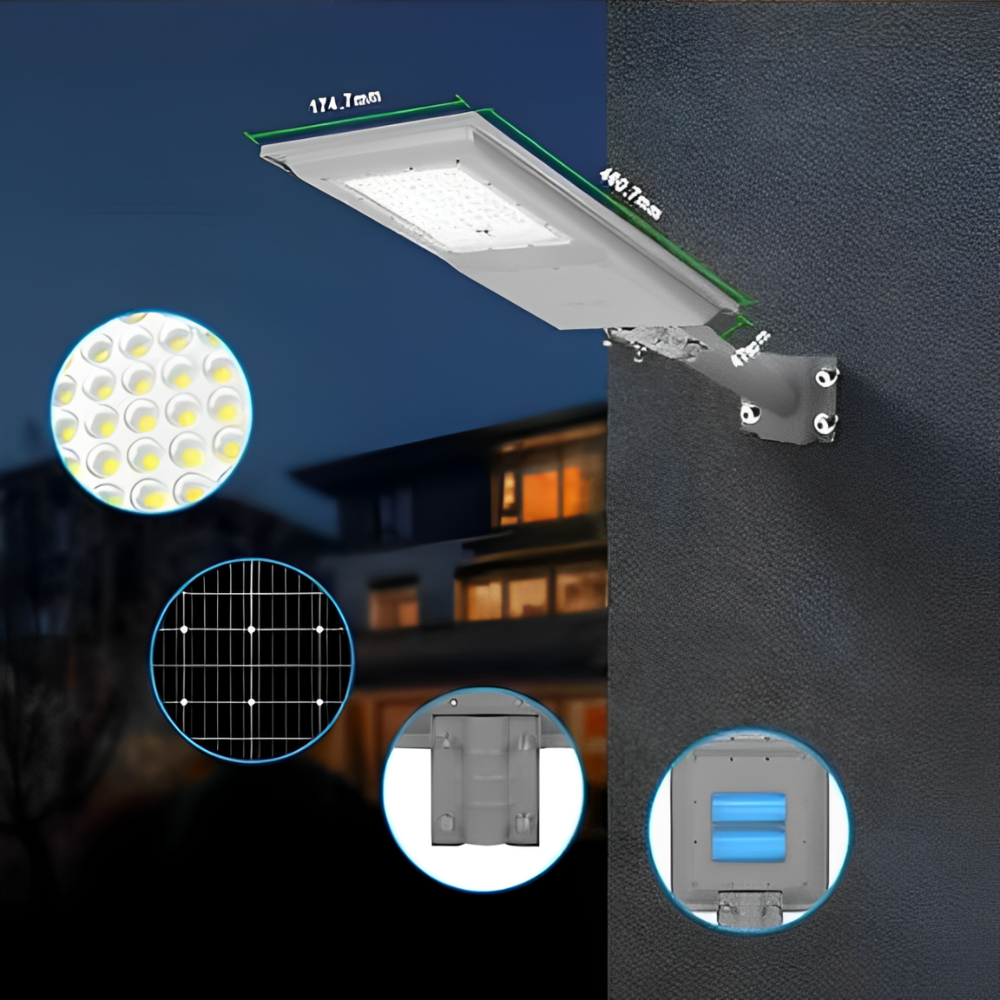 Projetor Solar TR08 200W 2200lm 6000K IP65 c/ Comando e Sensor - iLed7.com
