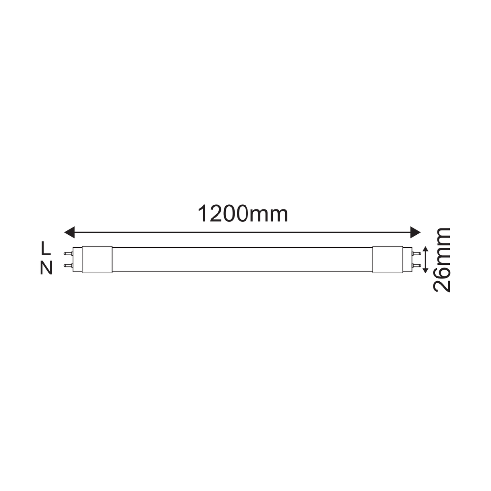 Tubos/Lâmpadas Tubulares LED Vidro 18W 1.2M 1980LM  LIGA de 1 LADO LED7