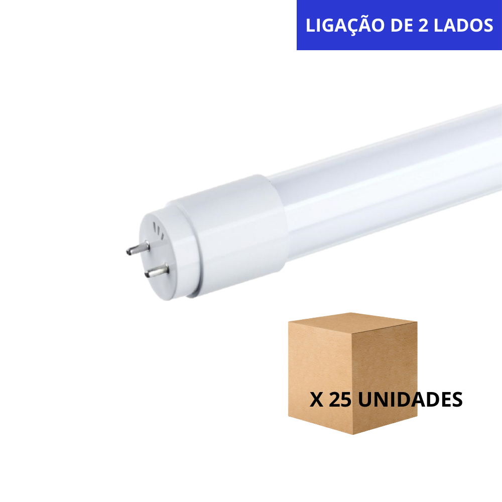 Tubos T8 LED 120CM 18W 1800LM 6500K Ligação de 2 Lados - 1CX de 25 Unidades